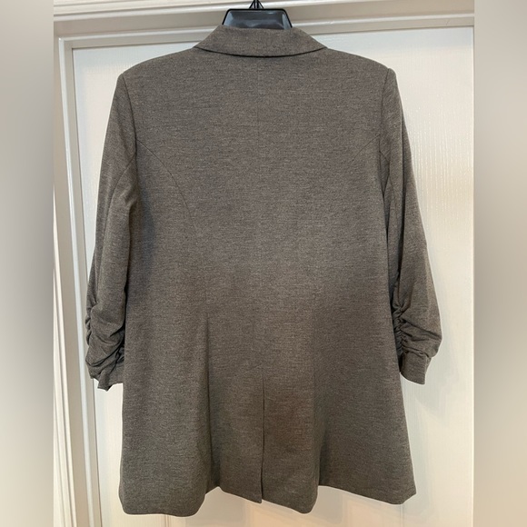 Gibson NWOT scrunch sleeve long blazer jacket size Large- grey. Single button - Picture 4 of 7